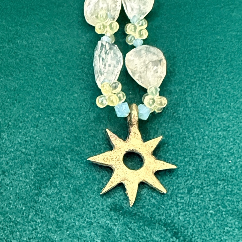 Yellow and Clear Beaded Necklace with Star Pendant - Picture 3 of 4